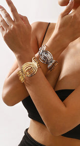 Lina Multi-layer Twisted Metal Cuff Bracelet - Gold